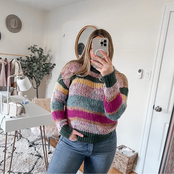 Revolve heart loom striped sweater. Size M. Could also fit a small IMO. - Picture 1 of 5
